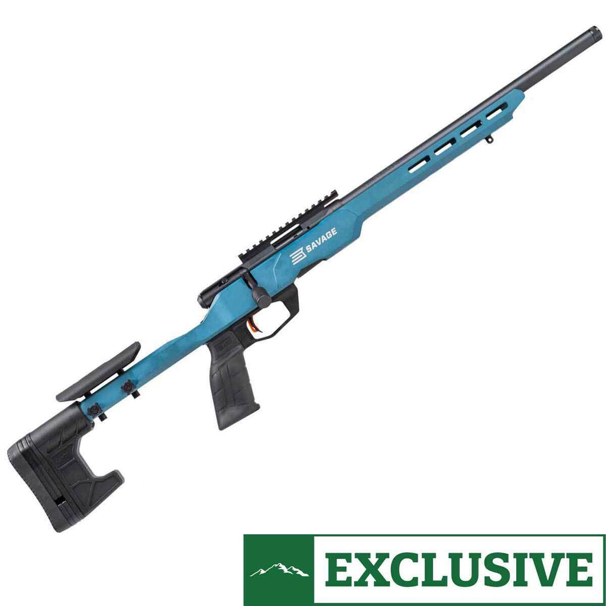 Savage B22 Precision Blue Titanium/Black Bolt Action Rifle - 22 Long Rifle - 18in - Blue Titanium/Matte Black Savage B22 Precision Blue Titanium/Black Bolt Action Rifle - 22 Long Rifle - 18in - Blue Titanium/Matte Black