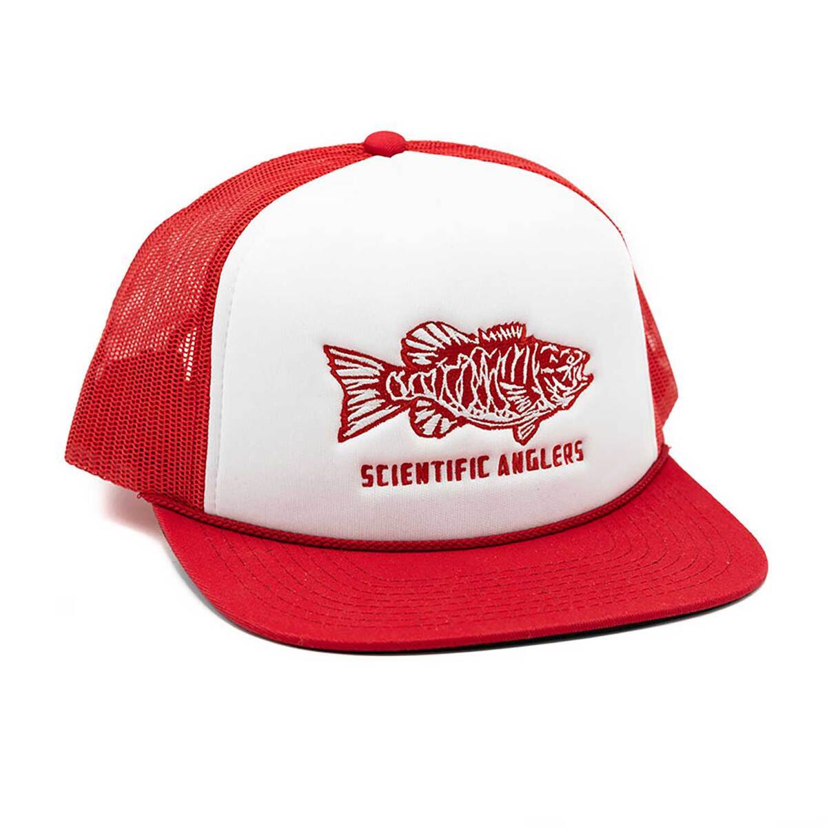 Scientific Anglers Stockton Flatbrim Smallmouth Trucker Men's Fishing Cap - Red/White - Red/White Scientific Anglers Stockton Flatbrim Smallmouth Trucker Men's Fishing Cap - Red/White - Red/White
