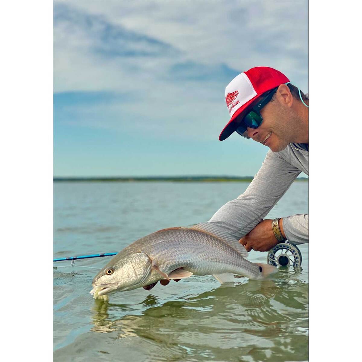 Scientific Anglers Stockton Flatbrim Smallmouth Trucker Men's Fishing Cap - Red/White - Red/White Scientific Anglers Stockton Flatbrim Smallmouth Trucker Men's Fishing Cap - Red/White - Red/White