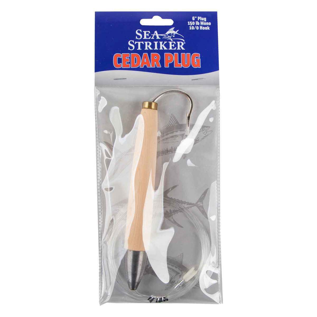Saltwater Plug Sea Striker Rigged Cedar Plug Saltwater Trolling Lure - Natural, 6in ...