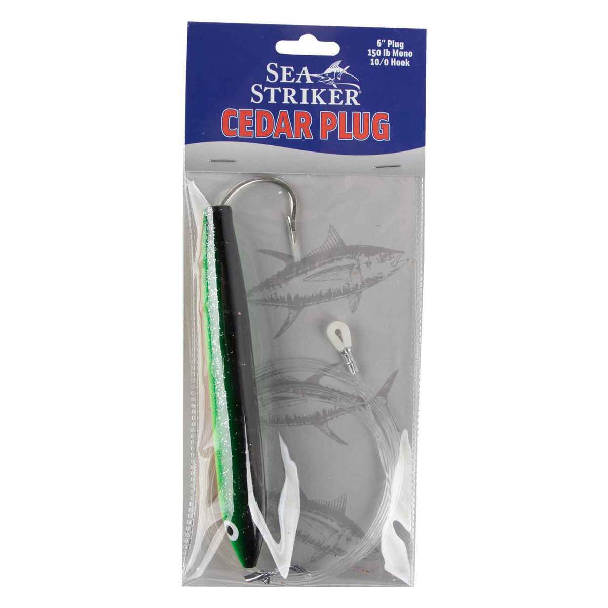 Saltwater Plug Sea Striker Rigged Cedar Plug Saltwater Trolling Lure - Zucchini, 6in ...