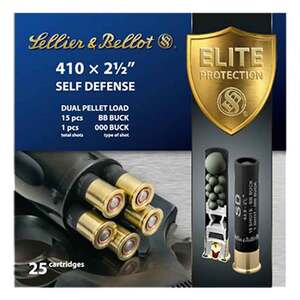 Sellier & Bellot 410 Gauge 2-1/2in #000 Buck 1/2oz Buckshot Shotshells - 25 Rounds