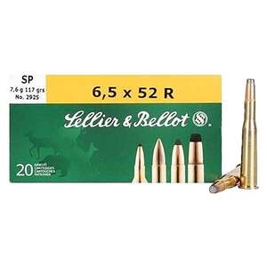 Sellier & Bellot 6.5x52mm Mannlicher Carcano 117gr SP Rifle Ammo - 20 Rounds
