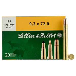 Sellier & Bellot 9.3mmx72R 193gr SP Rifle Ammo - 20 Rounds