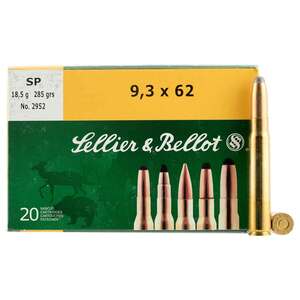 Sellier & Bellot 9.3x62 Mauser 285gr SP Rifle Ammo - 20 Rounds