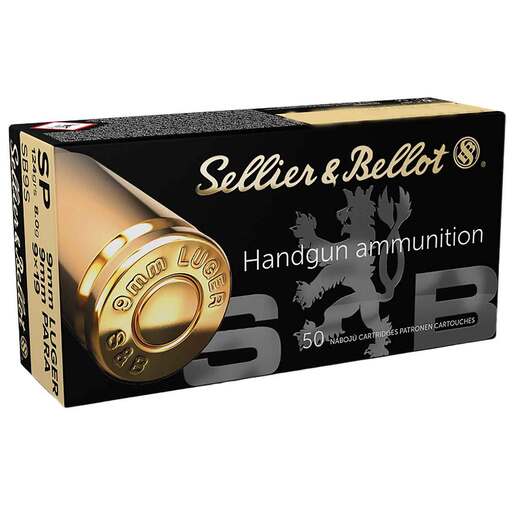 Sellier & Bellot 9mm Luger 124gr SP Handgun Ammo Ammo - 50 Rounds 50 Rounds Ammo