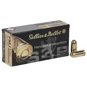 Sellier & Bellot 9x18mm Makarov 95gr FMJ Handgun Ammo - 50 Rounds