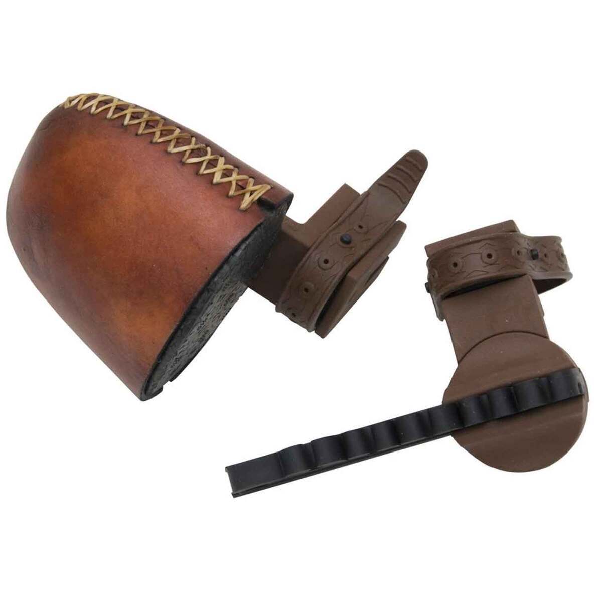 Selway Strap-On Rawhide Stick Recurve Bow Mounted 6 Arrow Quiver - Brown - Brown Selway Strap-On Rawhide Stick Recurve Bow Mounted 6 Arrow Quiver - Brown - Brown