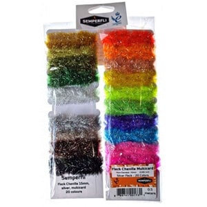 Semperfli Holographic Fleck Chenille Fly Tying Synthetic Assortment