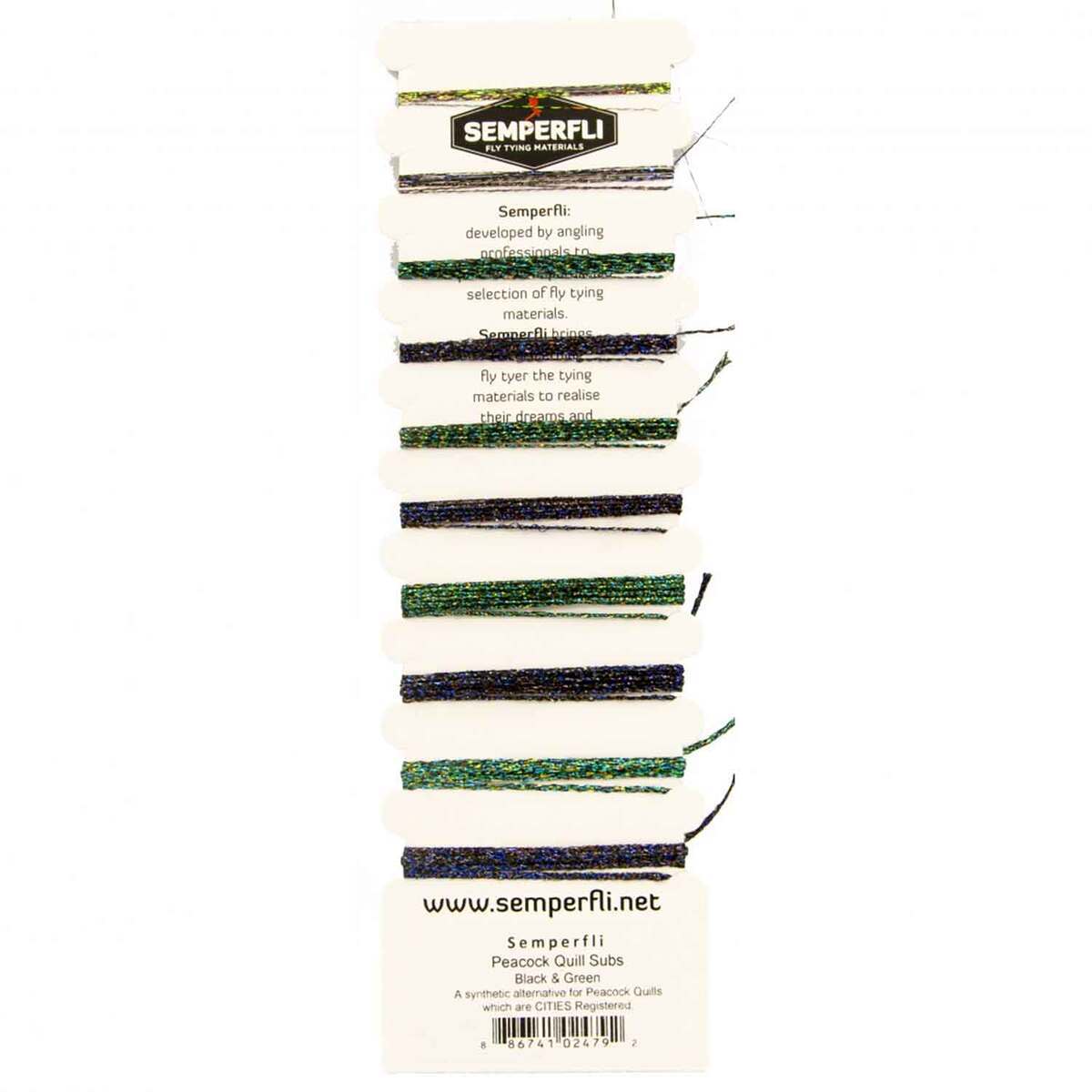 Semperfli Peacock Quill Subs Multicard Fly Tying Synthetics - Assorted - Assorted Semperfli Peacock Quill Subs Multicard Fly Tying Synthetics - Assorted - Assorted