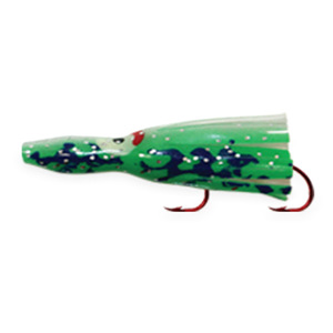 Shasta Tackle UV Pee Wee Hoochie Rigged Squid - Green, 1-1/4in