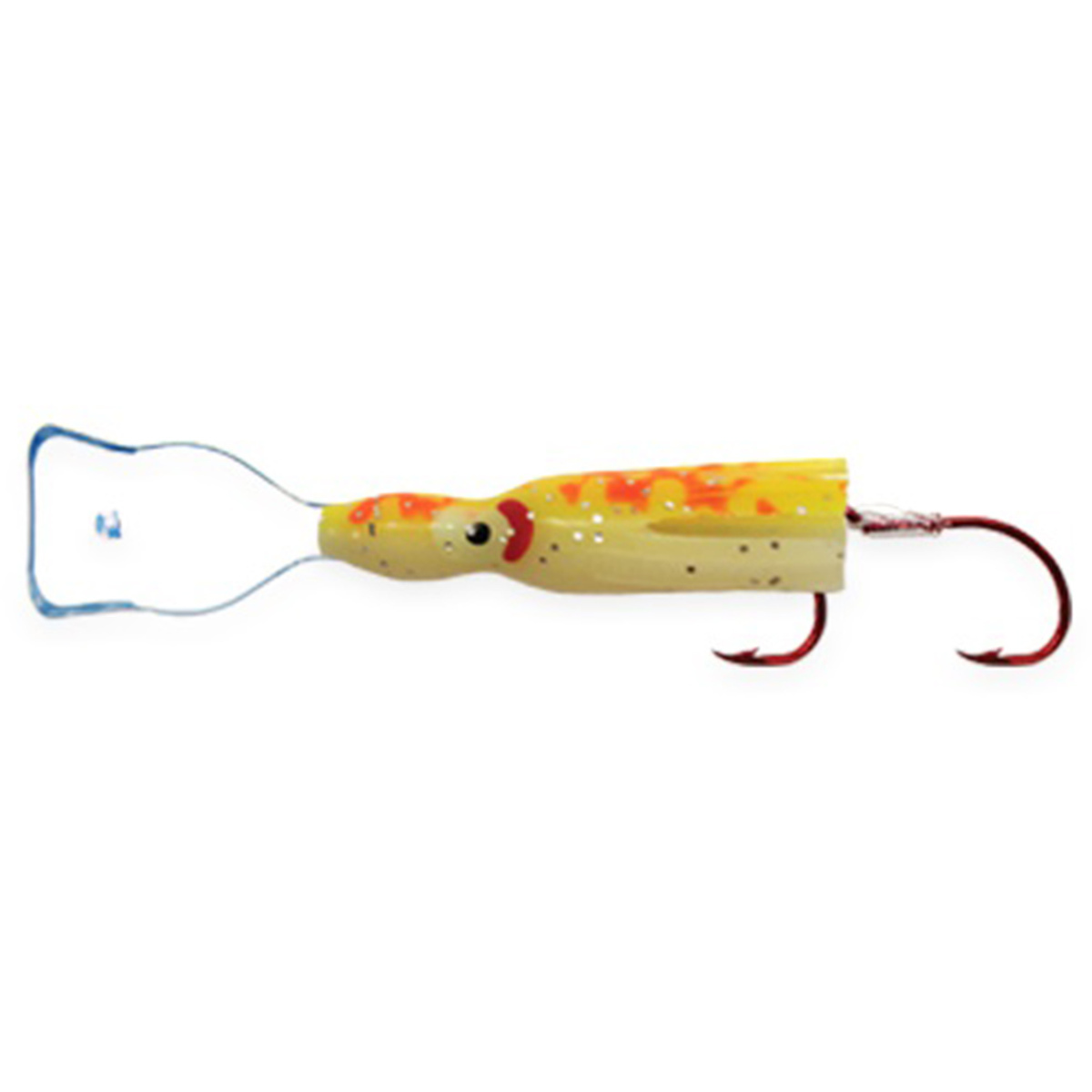 Shasta Tackle UV Pee Wee Hoochie Rigged Squid - UV Flame Orange, 1-1/4in - UV Flame Orange Shasta Tackle UV Pee Wee Hoochie Rigged Squid - UV Flame Orange, 1-1/4in - UV Flame Orange