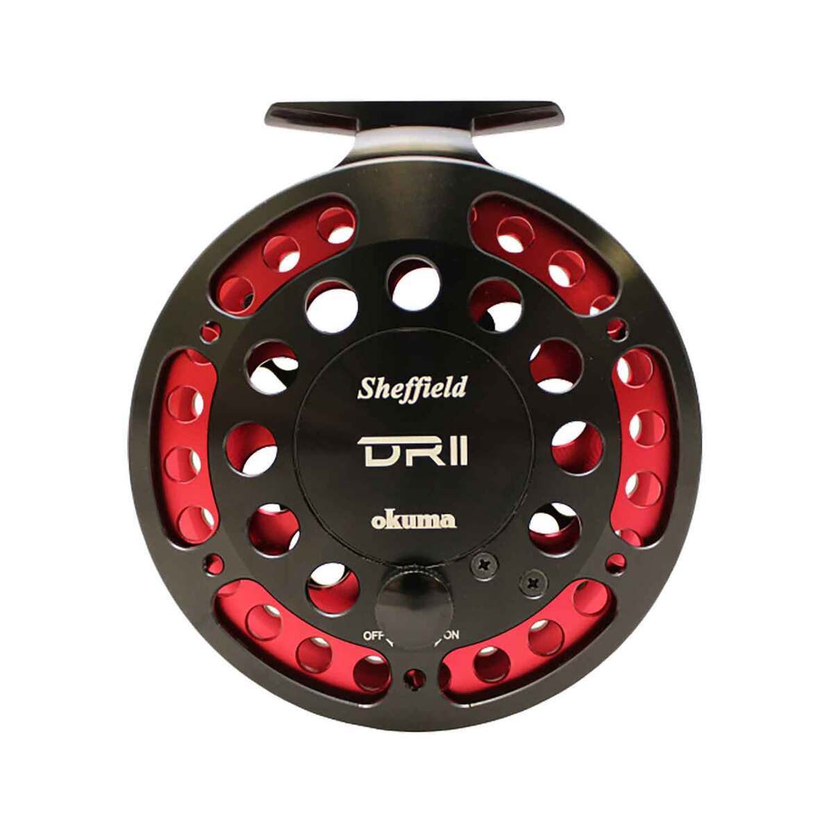 Okuma Sheffield DRII Centerpin Disk Drag Fishing Reel - 8wt, Red/Black - Red/Black 4-1/2in Okuma Sheffield DRII Centerpin Disk Drag Fishing Reel - 8wt, Red/Black - Red/Black 4-1/2in