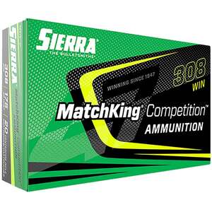Sierra MatchKing Competition 308 Winchester 175gr HPBT Rifle Ammo - 20 Rounds