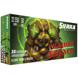 Sierra Prairie Enemy 22-250 Remington 50gr Blitzking Rifle Ammo - 20 Rounds Sierra Prairie Enemy 22-250 Remington 50gr Blitzking Rifle Ammo - 20 Rounds