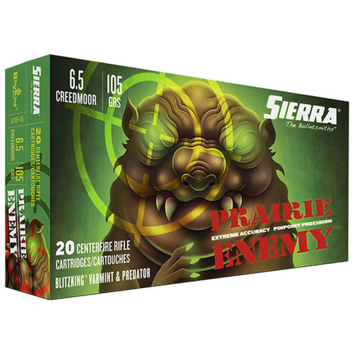 Sierra Prairie Enemy 6.5 Creedmoor 105gr Blitzking Rifle Ammo – 20 Rounds