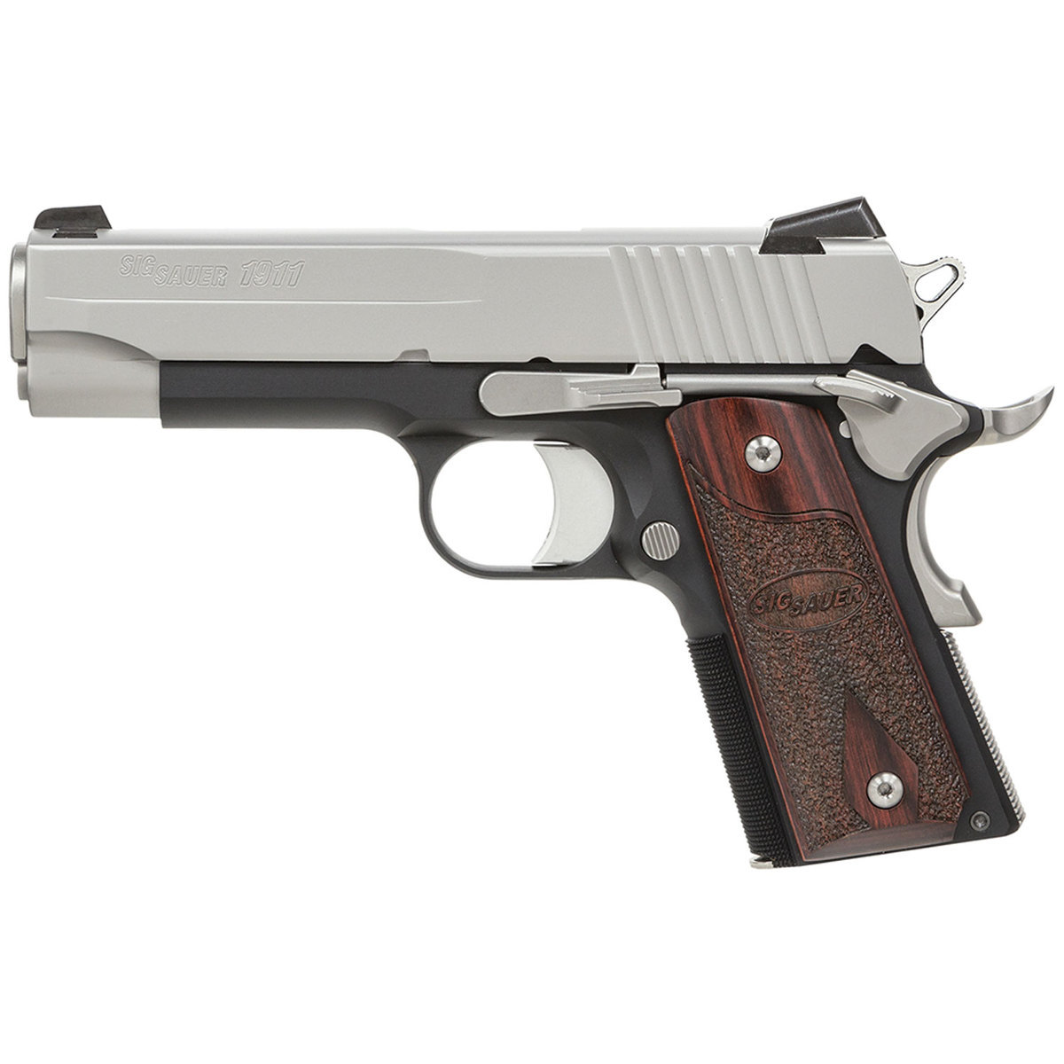 Sig Sauer 1911 C3 Compact 45 Auto (ACP) 4.2in Stainless/Rosewood Pistol - 7+1 Rounds - Black/Wood/Stainless Sig Sauer 1911 C3 Compact 45 Auto (ACP) 4.2in Stainless/Rosewood Pistol - 7+1 Rounds - Black/Wood/Stainless