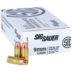Sig Sauer Elite Defense 9mm Luger 124gr JHP Handgun Ammo - 50 Rounds