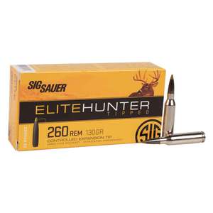 Sig Sauer Elite Hunter 260 Remington 130gr Elite Hunter Tipped Rifle Ammo - 20 Rounds