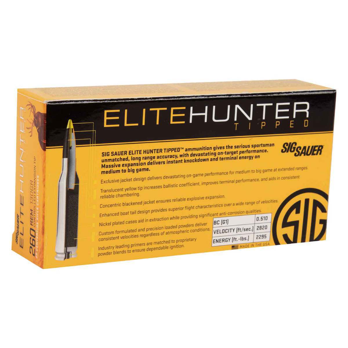 Sig Sauer Elite Hunter 260 Remington 130gr Elite Hunter Tipped Rifle Ammo - 20 Rounds Sig Sauer Elite Hunter 260 Remington 130gr Elite Hunter Tipped Rifle Ammo - 20 Rounds