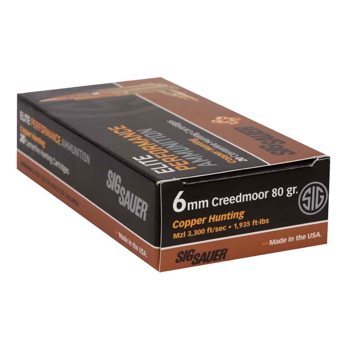 Sig Sauer Elite Hunter 6mm Creedmoor 80gr Copper Hunting Rifle Ammo - 20 Rounds Sig Sauer Elite Hunter 6mm Creedmoor 80gr Copper Hunting Rifle Ammo - 20 Rounds