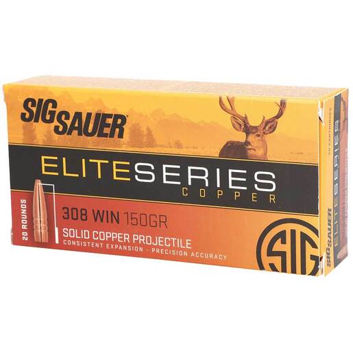 Sig Sauer Elite Copper Hunting 308 Winchester 150gr HP Centerfire Rifle Ammo â 20 Rounds