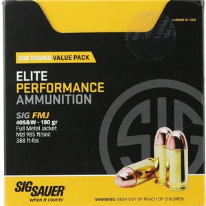 Sig Sauer Elite Performance 40 S&W 180gr FMJ Handgun Ammo - 200 Rounds