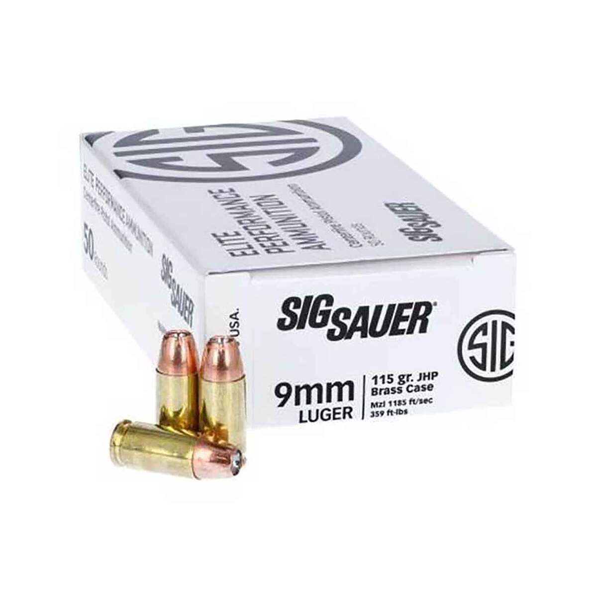 Sig Sauer Elite Performance 9mm Luger 115gr JHP Handgun Ammo - 50 Rounds Sig Sauer Elite Performance 9mm Luger 115gr JHP Handgun Ammo - 50 Rounds