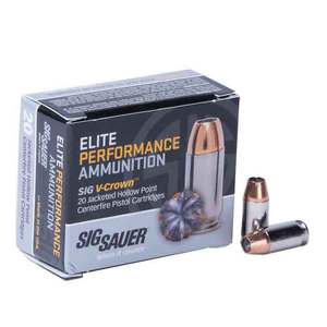 Sig Sauer Elite Performance V-Crown 45 (Long) Colt 230gr JHP Handgun Ammo - 20 Rounds