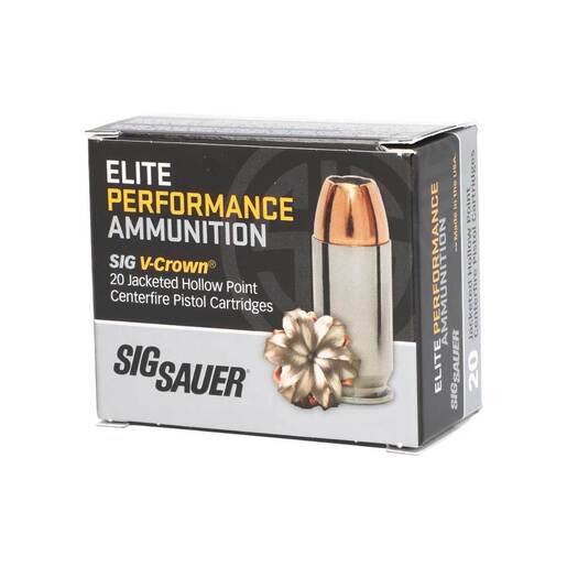 Sig Sauer Elite V-Crown 10mm Auto 200gr JHP Centerfire Handgun Ammo Ammo - 20 Rounds 20 Rounds Ammo