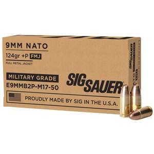 Sig Sauer M17 9mm Luger +P 124gr FMJ Handgun Ammo - 50 Rounds