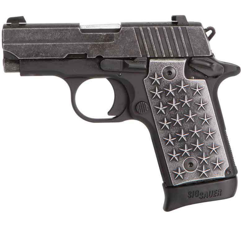Sig Sauer P238 We The People 380 Auto (ACP) 2.7in Distressed Stainless Pistol - 7+1 - Distressed Stainless Sig Sauer P238 We The People 380 Auto (ACP) 2.7in Distressed Stainless Pistol - 7+1 - Distressed Stainless