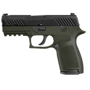Sig Sauer P320 9mm Luger 3.9in Black w/ OD Green Grip Siglite Night Sight Compact Pistol - 15+1 Rounds