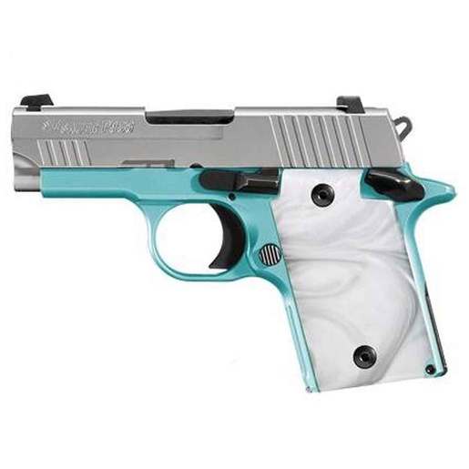 Sig Sauer P938 withWhite Pearlite Grips 9mm Luger 3in Stainless Pistol - 7+1 Rounds - Blue image