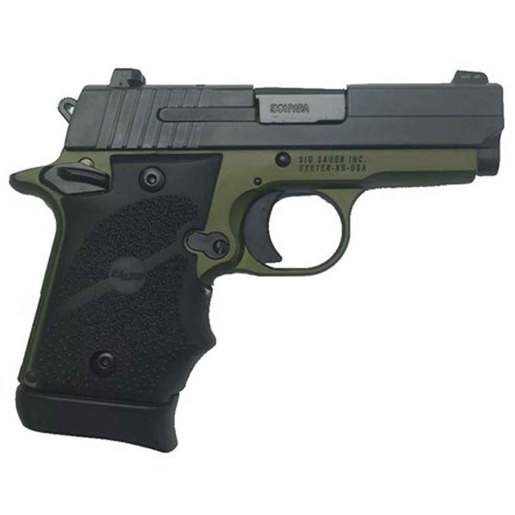 Sig Sauer P938 withHogue Rubber Finger Groove Grips 9mm Luger 3in Army Green Anodized Pistol - 7+1 Rounds image