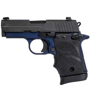 Sig Sauer P938 w/Hogue Rubber Finger Groove Grips 9mm Luger 3in Navy Blue Anodized Pistol - 7+1 Rounds