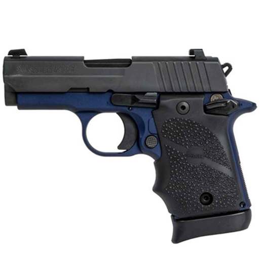 Sig Sauer P938 withHogue Rubber Finger Groove Grips 9mm Luger 3in Navy Blue Anodized Pistol - 7+1 Rounds image