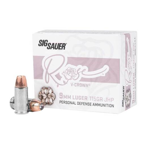 Sig Sauer Rose V-Crown 9mm Luger 115gr JHP Centerfire Handgun Ammo Ammo - 20 Rounds 20 Rounds Ammo