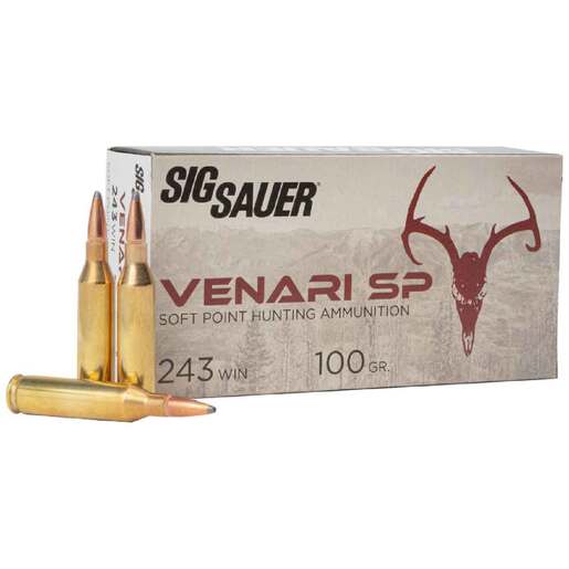 Sig Sauer Venari SP 243 Winchester 100gr Soft Point Rifle Ammo Ammo - 20 Rounds 20 Rounds Ammo