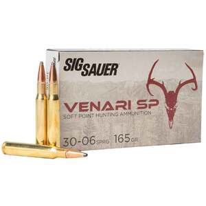 Sig Sauer Venari SP 30-06 Springfield 165gr Soft Point Centerfire Rifle Ammo - 20 Rounds