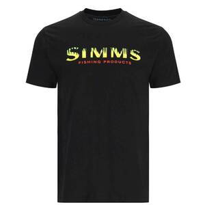 Simms Men's Logo Short Sleeve Casual Shirt - Black/Neon - XL