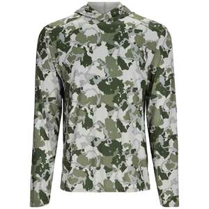 Simms Men's SolarFlex Hooded Long Sleeve Fishing Shirt - Regiment Camo Clover - L
