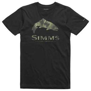 Simms Men's Trout Pine Camo Short Sleeve Shirt - Black - M