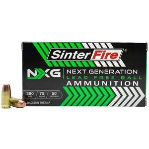 SinterFire Next Generation 380 Auto (ACP) 75gr Lead Free Ball Handgun Ammo - 50 Rounds