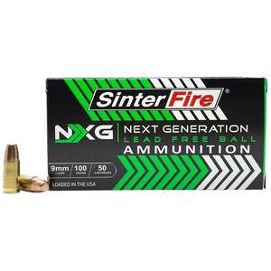 SinterFire Next Generation 9mm Luger 100gr Lead Free Ball Handgun Ammo - 50 Rounds