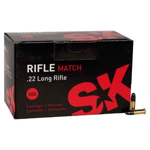 SK Rifle Match 22 Long Rifle 40gr LRN Rimfire Ammo - 50 Rounds
