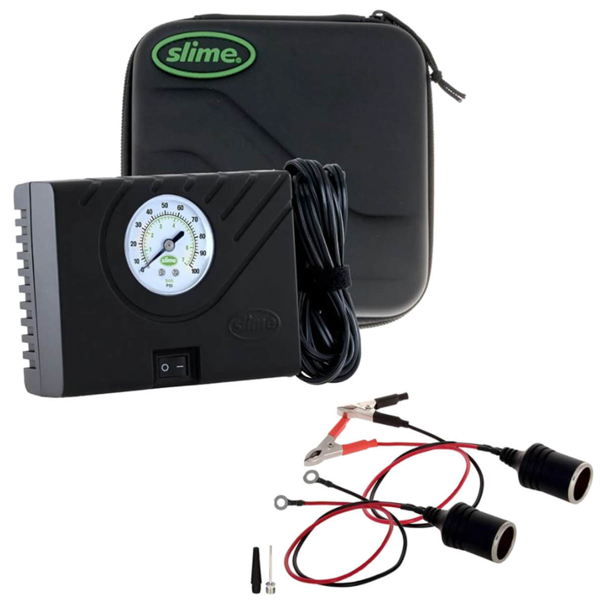 Slime 12V Power Sport Tire Inflator - Black, Green, White Slime 12V Power Sport Tire Inflator - Black, Green, White