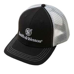 Smith & Wesson Classic Logo Trucker Hat - Black/White - One Size Fits Most