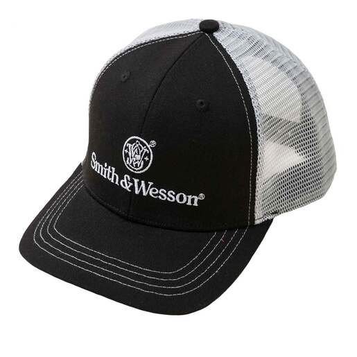 Smith & Wesson Classic Logo Trucker Hat - Black/White One Size Fits Most - Smith & Wesson