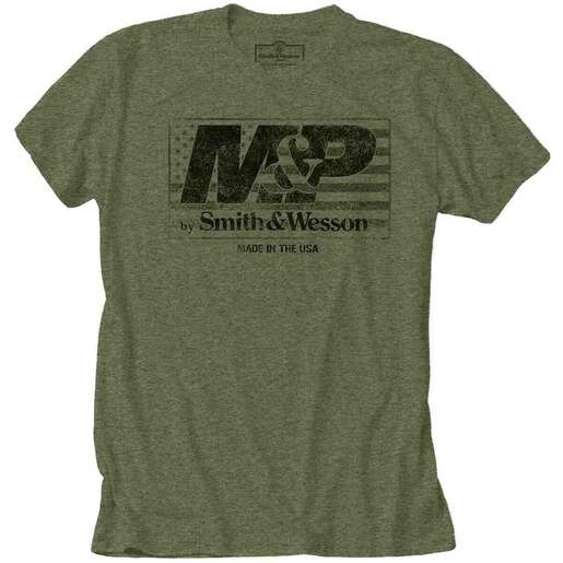 Smith & Wesson Men's M&P USA Flag Short-Sleeve Casual Shirt - OD Green Heather XXL - Smith & Wesson